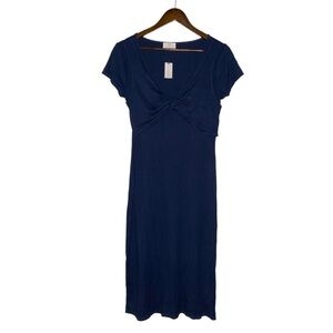 Anthropology‎ Twist Front Knit Midi Dress Minimalist NEW Women Size S Pullover